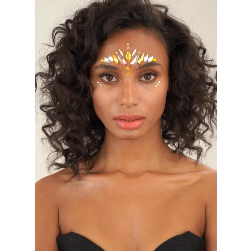 Strass Autocollant - Sunset Goddess - Argent - Rose & Jaune - Glitter
