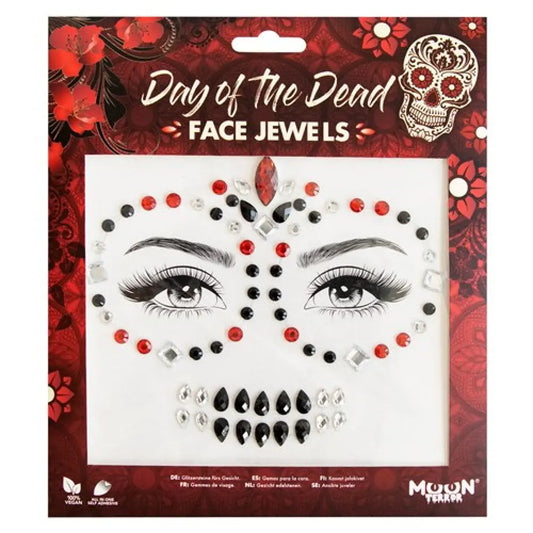 Strass Autocollant - Day of the Dead - Blanc - Noir & Rouge - Moon Terror