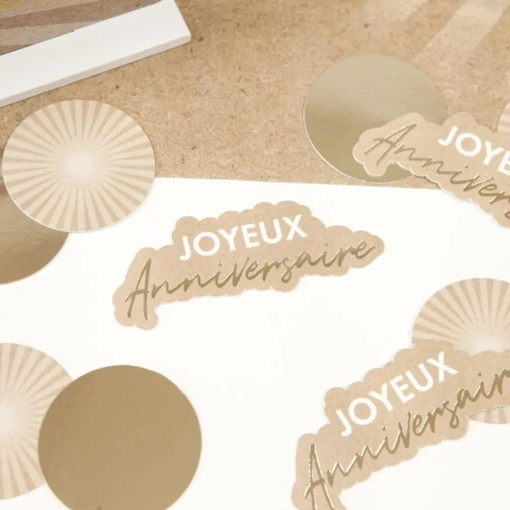 60 Semis de Table Papier "Joyeux Anniversaire Eclat" - Assortis