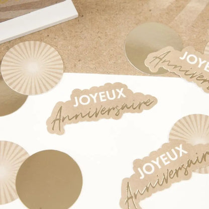 60 Semis de Table Papier "Joyeux Anniversaire Eclat" - Assortis