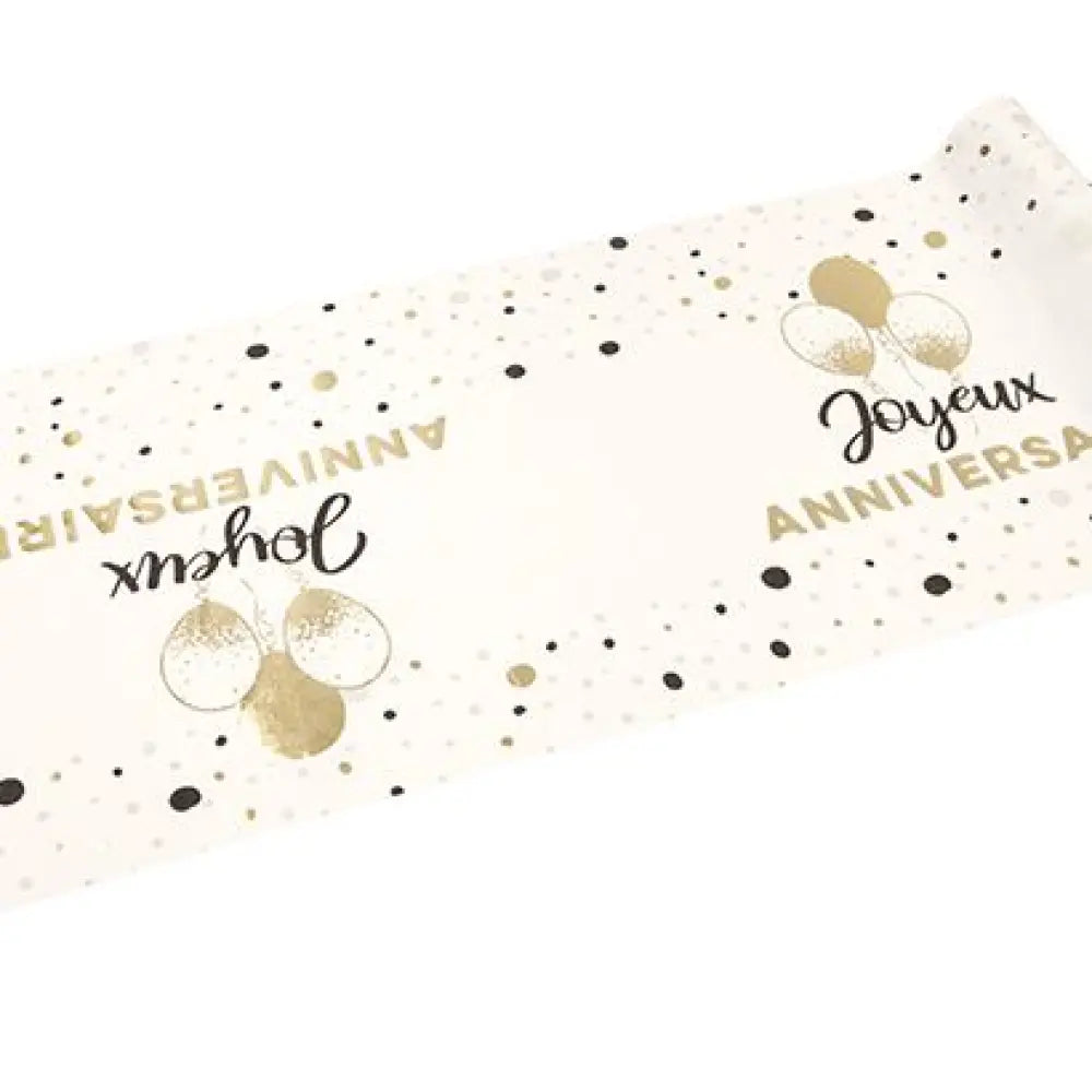 Chemin de Table en Toile façon Coton - "Joyeux Anniversaire Splendid" - 3m