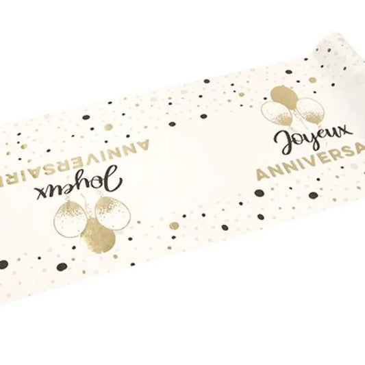 Chemin de Table en Toile façon Coton - "Joyeux Anniversaire Splendid" - 3m