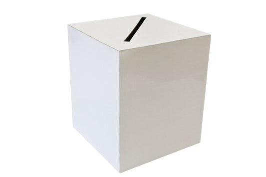 Urne / tirelire en carton blanche - 20 x 20 x 23 cm