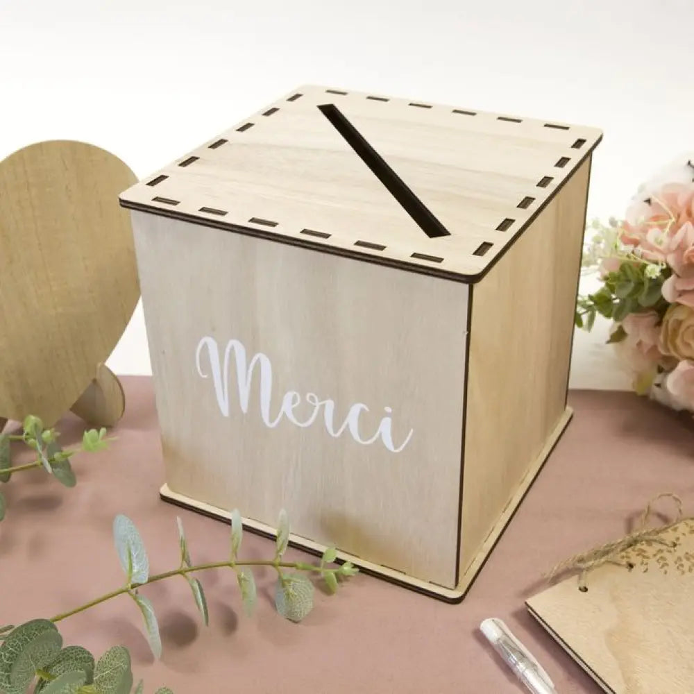 Tirelire en Bois "Merci"