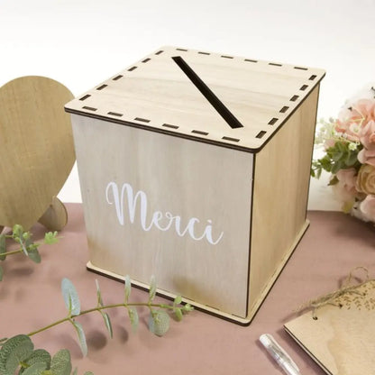 Tirelire en Bois "Merci"