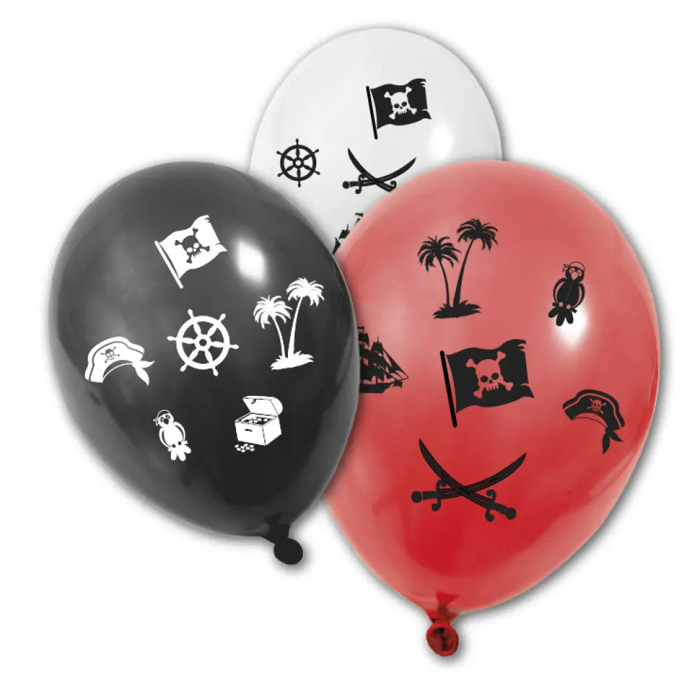 8 Ballons 30cm - Pirate - Coloris Assortis