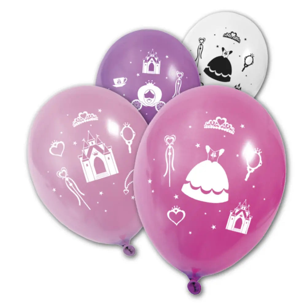 8 BALLONS IMPRIMES "PRINCESSE" COLORIS ASSORTIS 31 cm x 22 cm