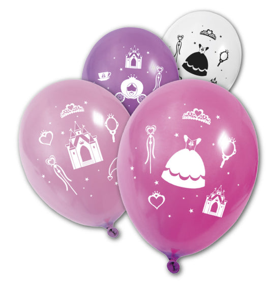 BALLON IMPRIME "PRINCESSE" COLORIS ASSORTIS (x 8) 31 cm x 22 cm