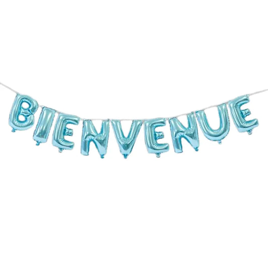 Ballon Alu H36cm - ''Bienvenue'' Bleu
