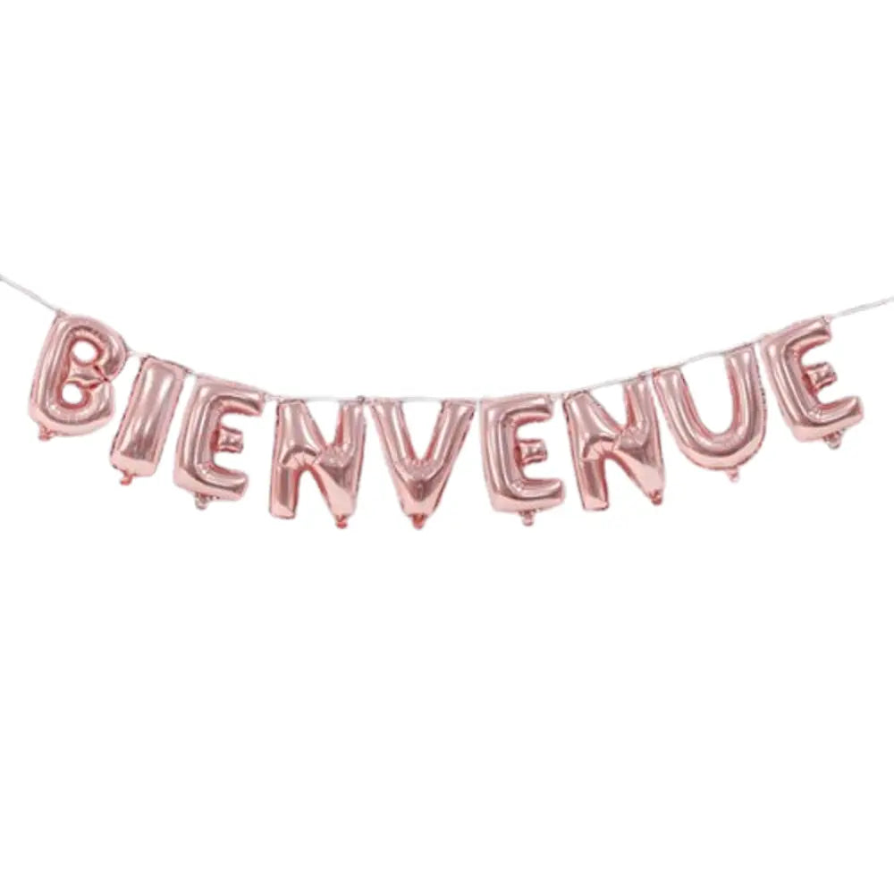 Ballon Alu H36cm - ''Bienvenue'' Rose