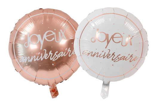 BALLON METALLIQUE "JOYEUX ANNIVERSAIRE" (dia. 45cm) ROG