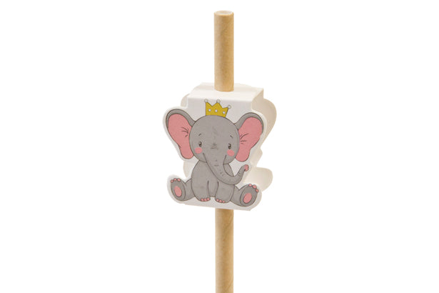 DECOR POUR PAILLE ELEPHANT (x 12)