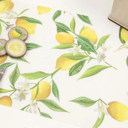 Chemin de Table en Toile - Décor Citron - 4m