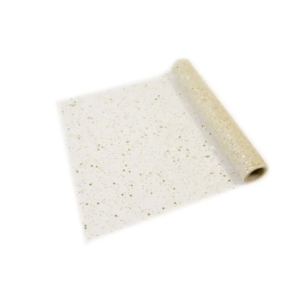 Chemin de Table en Tulle Pailleté Or - 28cm x 5m