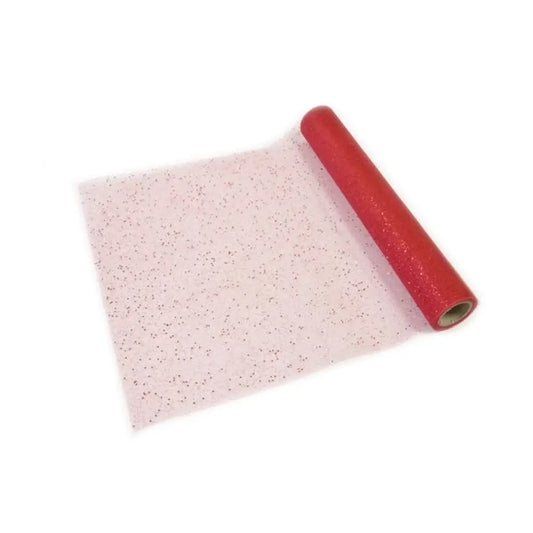 CHEMIN DE TABLE EN TULLE PAILLETE 28 cm / 5 m ROU