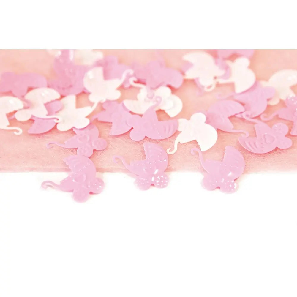 Mini Confettis de Table - Poussettes Blanc & Rose