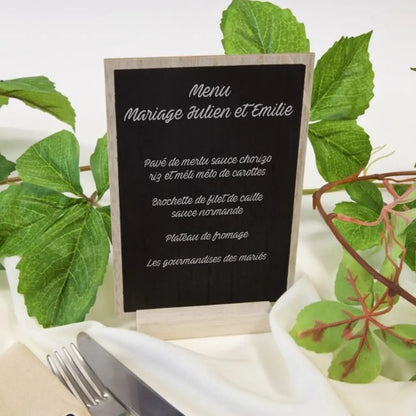 Ardoise menu en bois - 12 x 19 cm