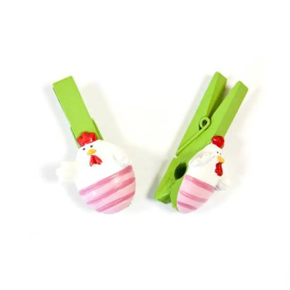 4 Pinces / Épingles Déco Poule "Pâques"