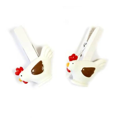 4 Pinces / Épingles Déco Poule "Pâques"