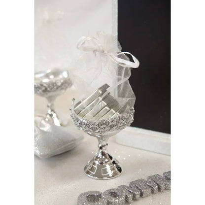 2 Calices avec organza argent - 7 x Ø 6,5 cm