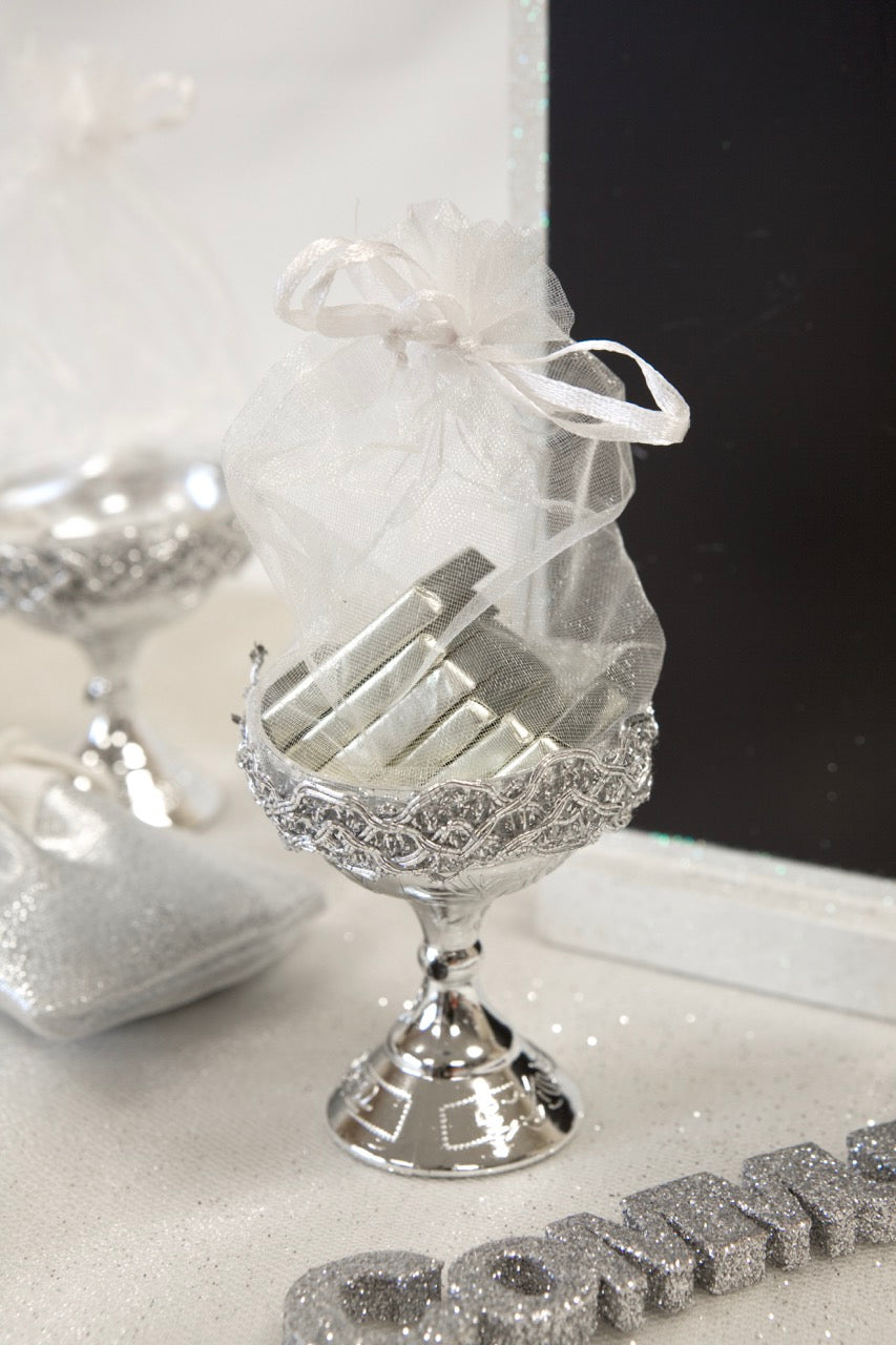 Calice avec organza argent