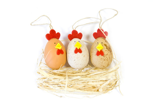 OEUF DECOR "POULE" + PAILLE (x 3) NA