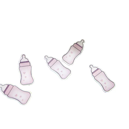 10 Confettis de Table Biberons Roses