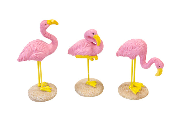 FLAMANT ROSE RESINE PIECE (3 ASSORTIS)