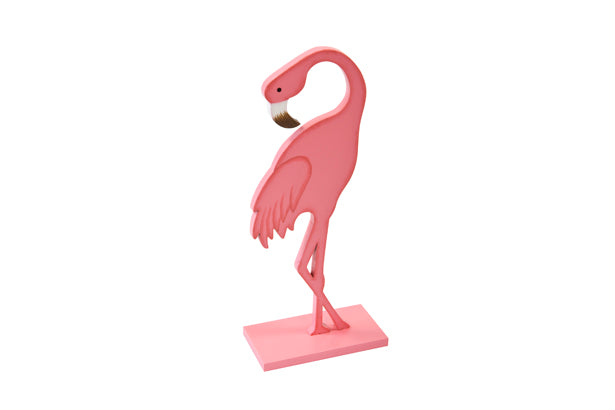 FLAMANT ROSE BOIS SUR SUPPORT (GM)