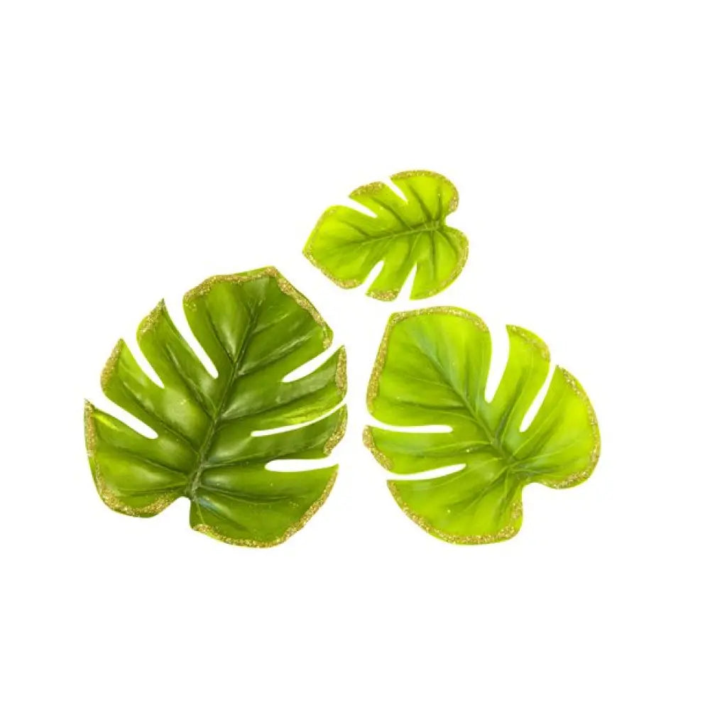 6 Feuilles avec Bords Pailletés - 3 Tailles