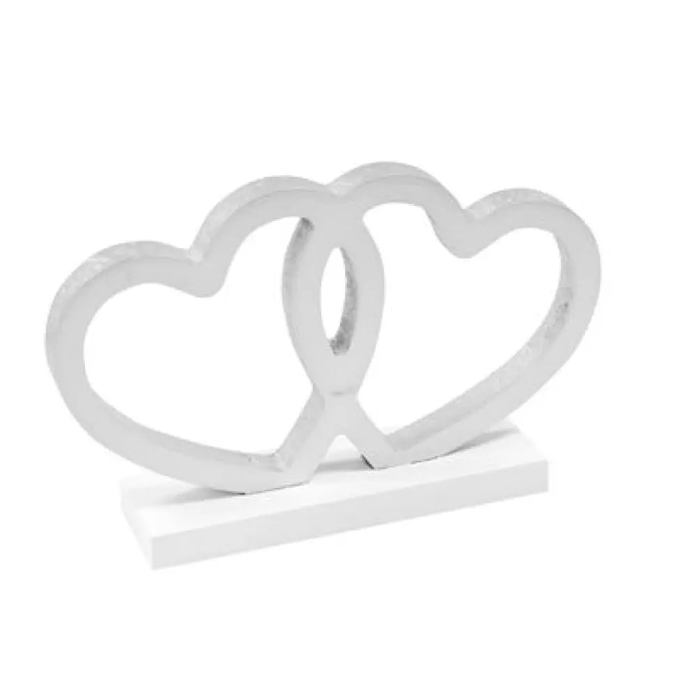 Cœurs Enlacés en Bois, sur socle - Argent
