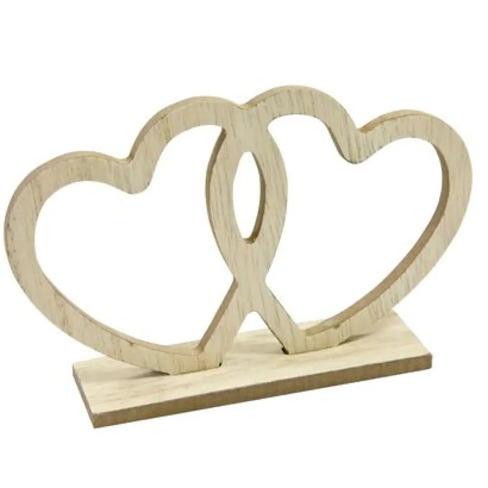 Cœurs Enlacés en Bois, sur socle - Naturel 