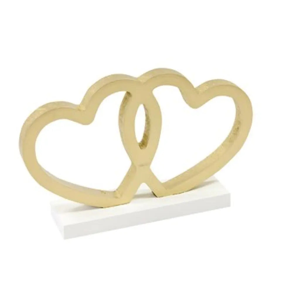 Cœurs Enlacés en Bois, sur socle - Or