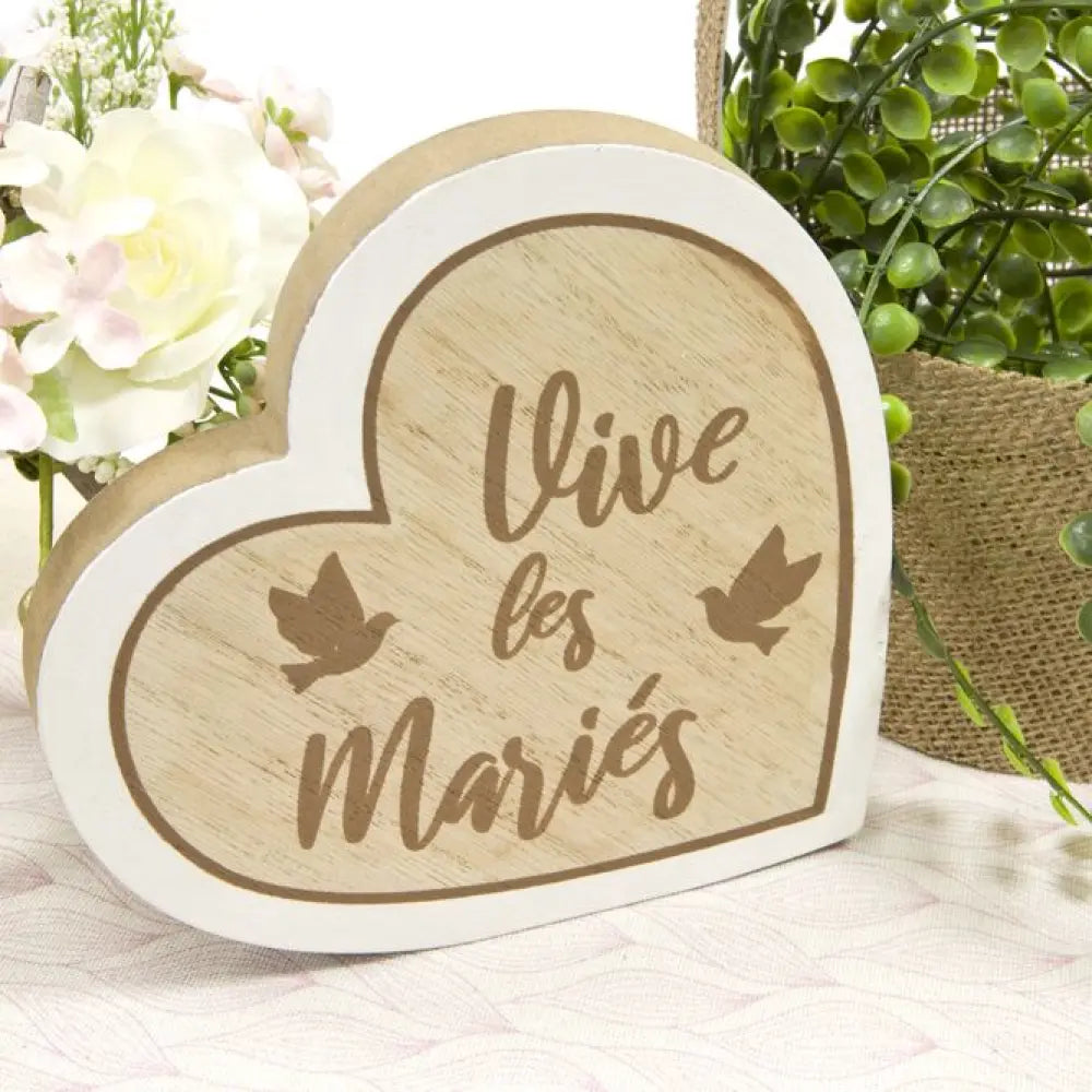 Déco de Table Cœur "Vive les Mariés"