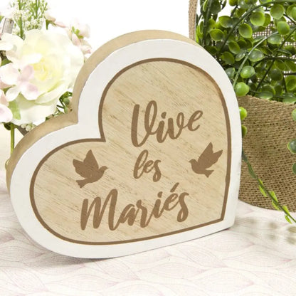 Déco de Table Cœur "Vive les Mariés"