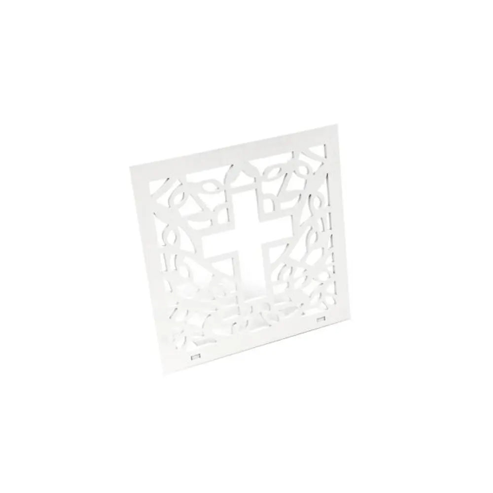 Déco de table Communion en bois ajouré - 13 x 13 cm