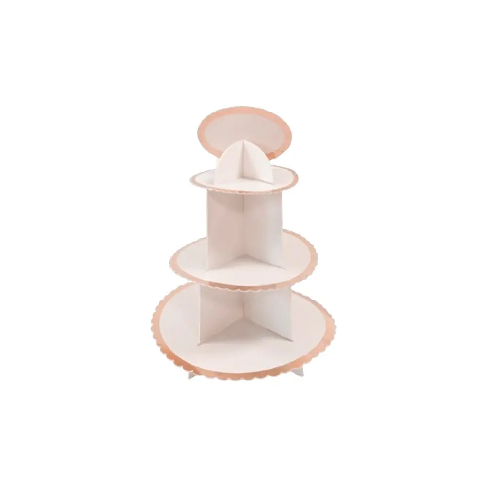 Support cup cake 3 etages bords metallises rose gold