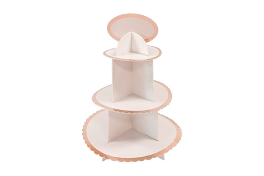 Support cup cake 3 etages bords metallises rose gold