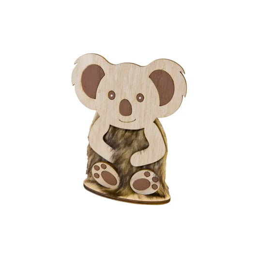 Centre de Table - Koala en Bois et Fourrure