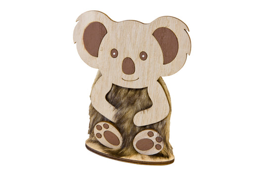 CENTRE DE TABLE KOALA EN BOIS ET FOURRURE