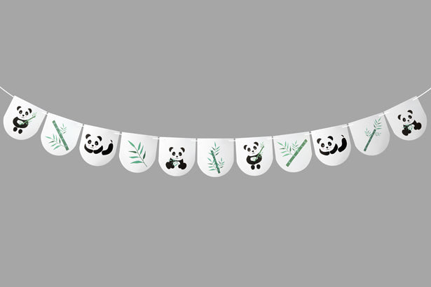 GUIRLANDE DECOR PANDA 11 FANIONS EN PAPIER (3.0m)