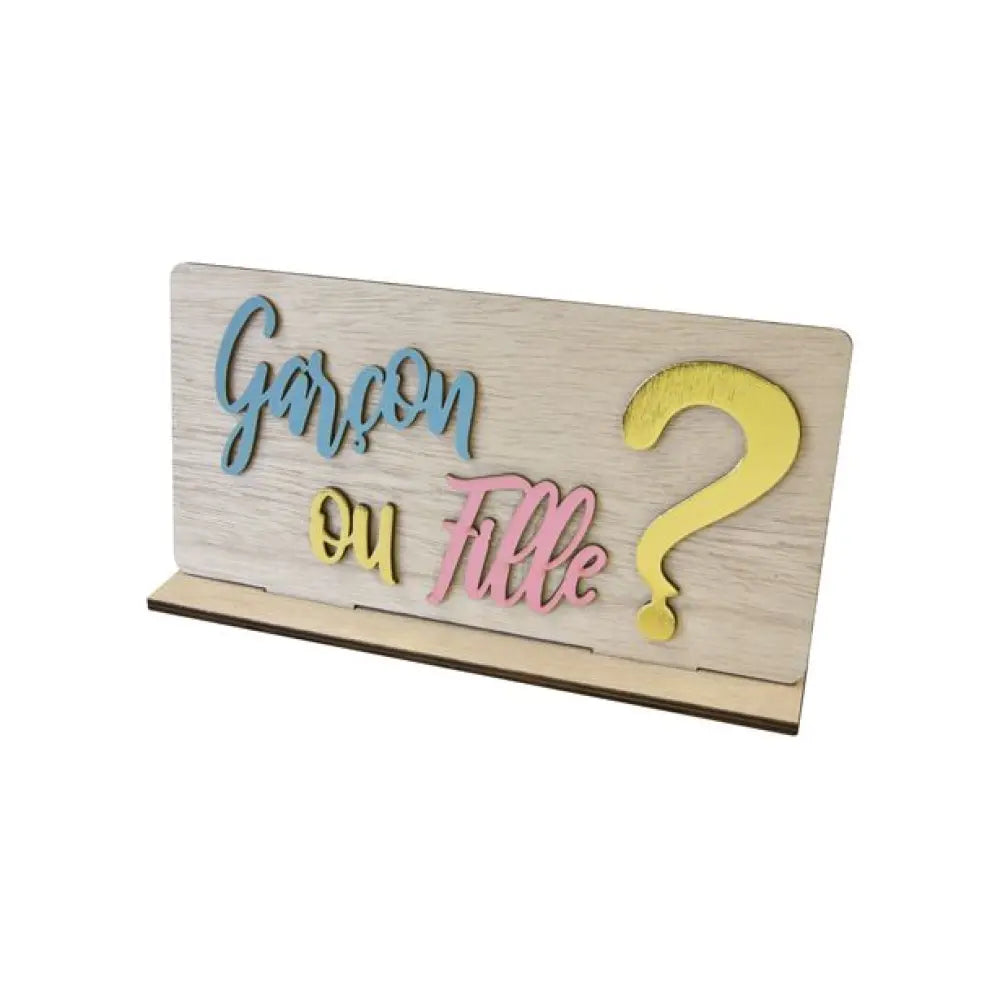 Centre de Table "Garçon ou FIlle ?" - en Bois avec Socle