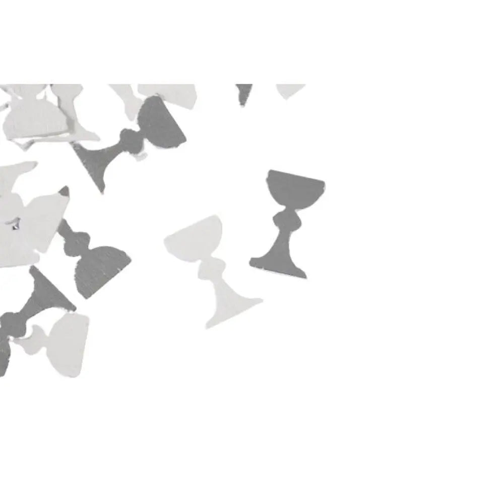 20 Décos à parsemer calice en bois blanc et argent - 1,5 x 2,5 cm