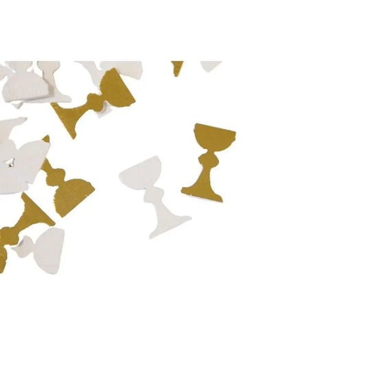 20 Décos à parsemer calice en bois blanc et or - 1,5 x 2,5 cm