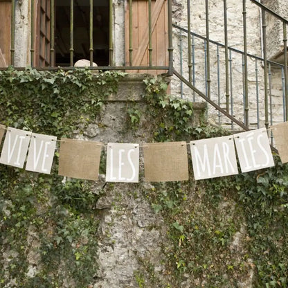 Guirlande "Vive les Mariés" en Toile et Jute - 4m