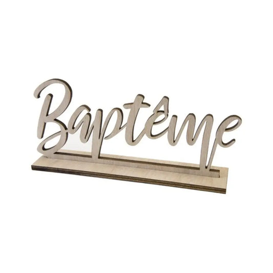 Déco de table "Baptême" en bois - 18 x 8 cm