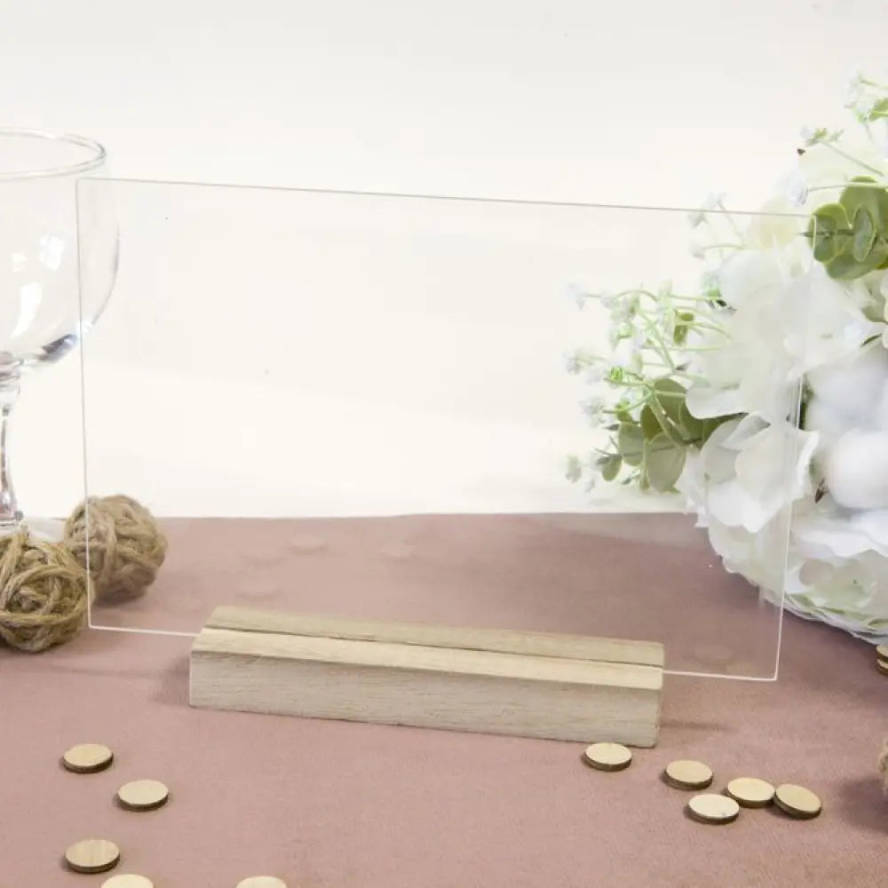 Plaque Transparente sur Socle en Bois - 19x12cm