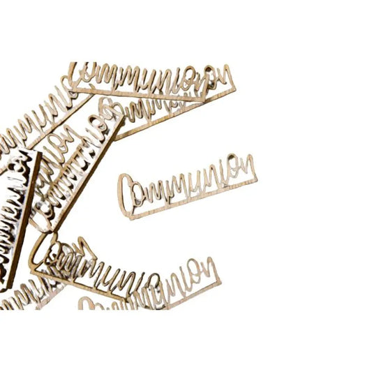 10 Décos à parsemer "Communion" en bois naturel - 4,5 x 1,5 cm