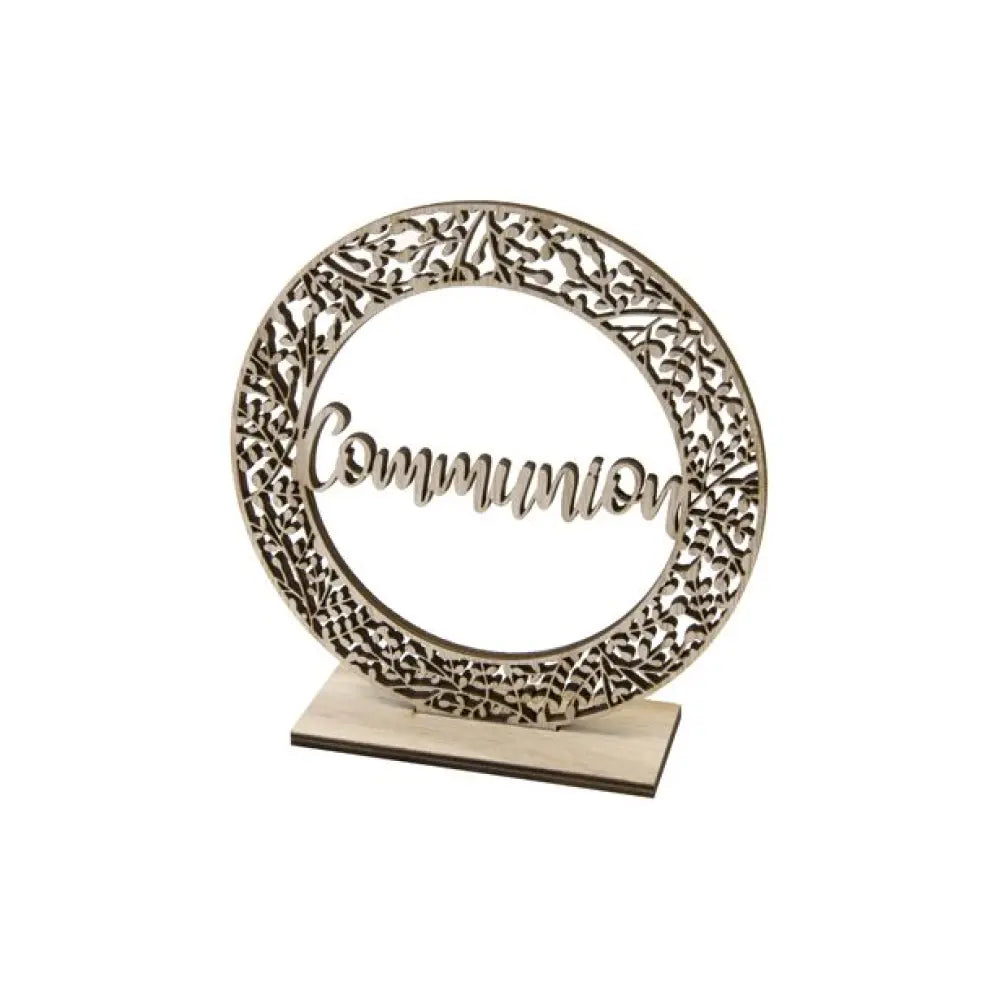 Déco de table "Communion" en bois - Ø 14 cm