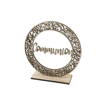 Déco de table "Communion" en bois - Ø 14 cm
